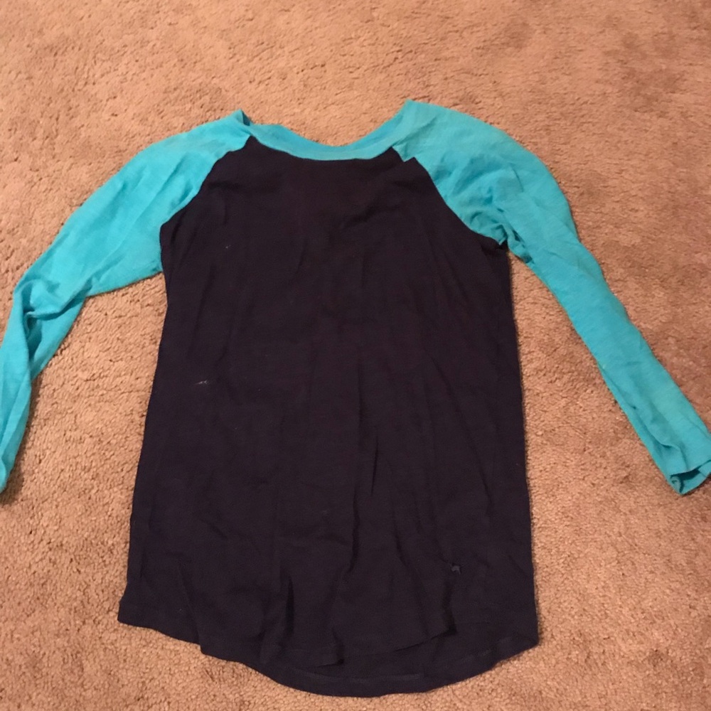 PINK blue baseball tee